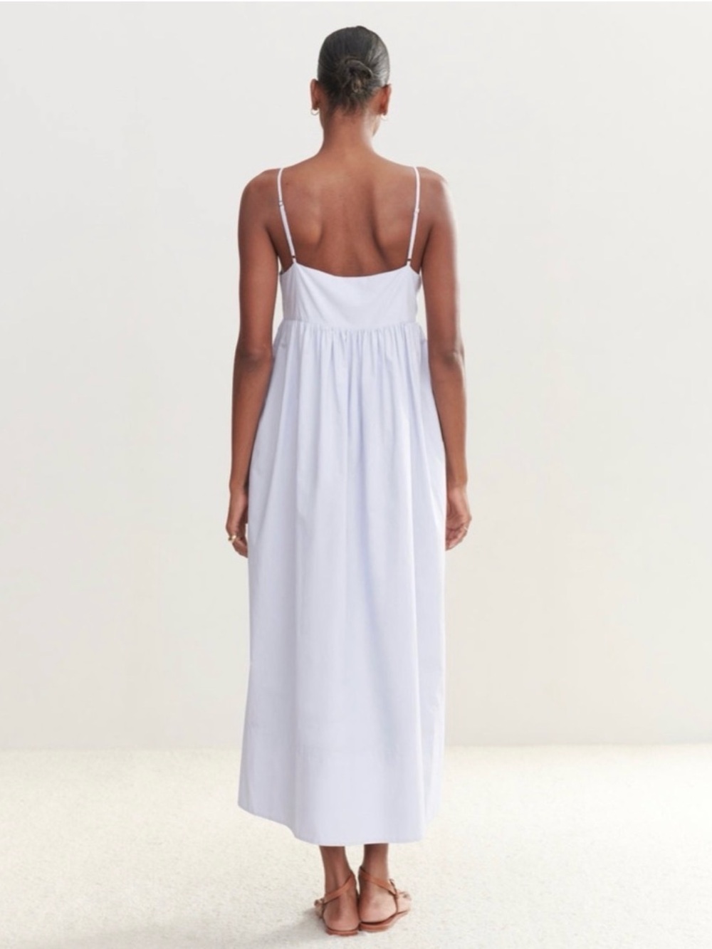 Jenni Kayne Cove Spaghetti-Strap Pickets Cotton Maxi Dress Brunch Summer Size L - Picture 3 of 8